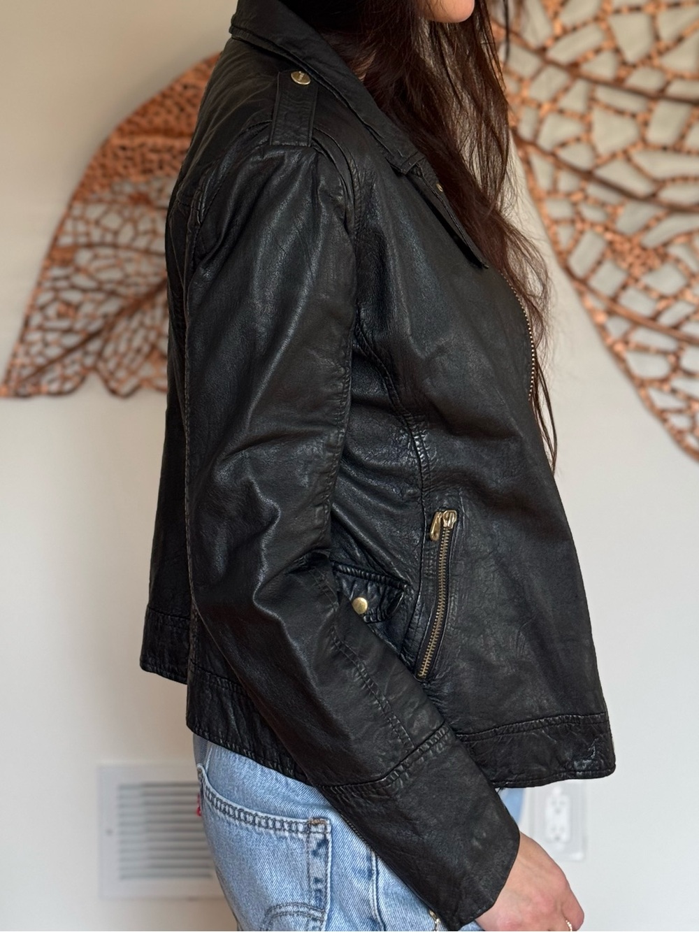 Doma Black Vintage Leather Moto Jacket - Picture 2 of 7